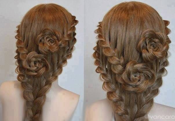 Καταπληκτικό Δαντελωτό Πλεκτό Τριαντάφυλλο χτένισμα για μακριά μαλλιά