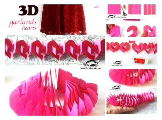 Diy 3D καρδιές γιρλάντα